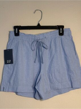 Gap Blue Linen Blend Pull-On Shorts NWT Light Blue Chambray Summer Coastal S